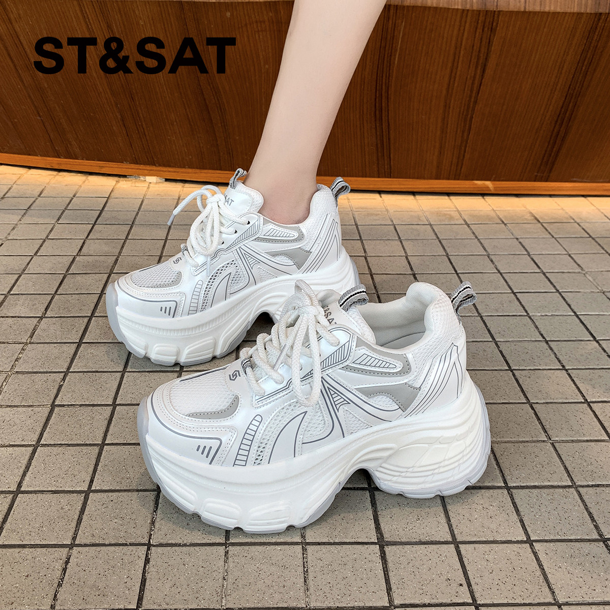 星期六厚底老爹鞋女2025新款百搭增高休闲运动鞋轻便透气女鞋时尚