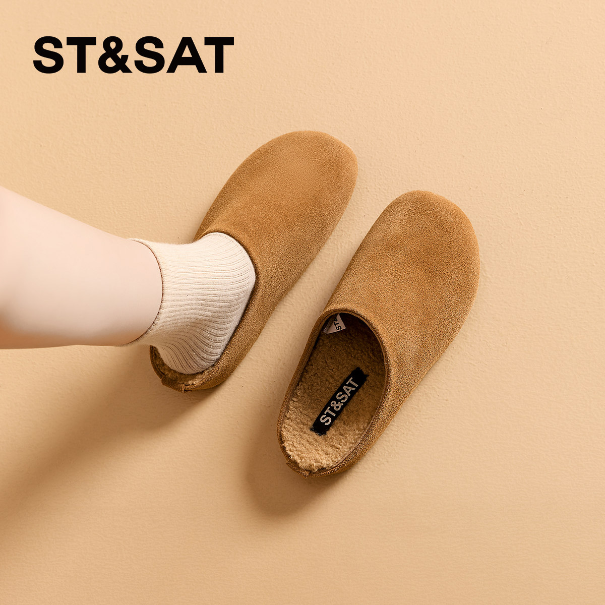 星期六复古真皮加绒勃肯鞋女鞋子