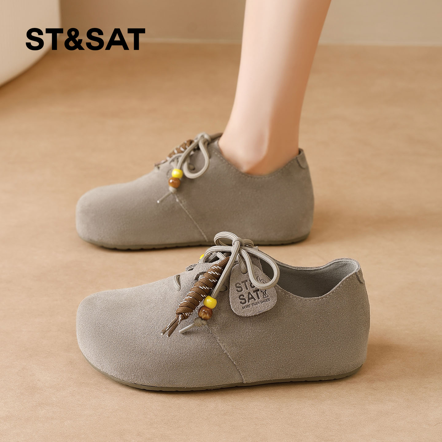 星期六复古勃肯鞋女内增高2025新款冬季软底单鞋舒适全包百搭女鞋