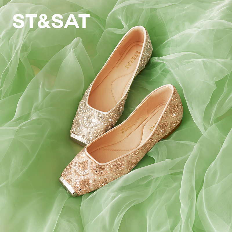 星期六芭蕾舞鞋2025春季新款方头低跟通勤名媛风女单鞋SSD1111132