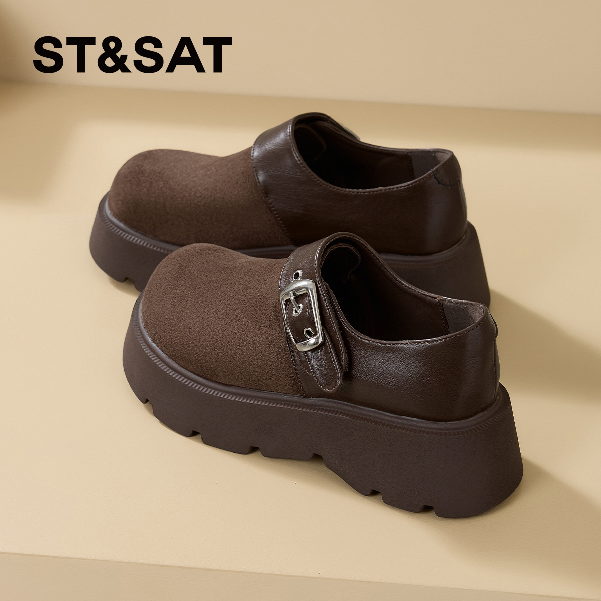 星期六新款厚底增高一脚蹬勃肯鞋