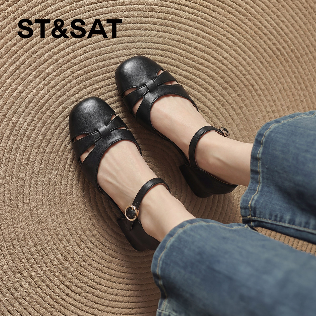 星期六真皮高跟凉鞋女款2026新款夏季女士包头夏凉鞋不累脚凉单鞋