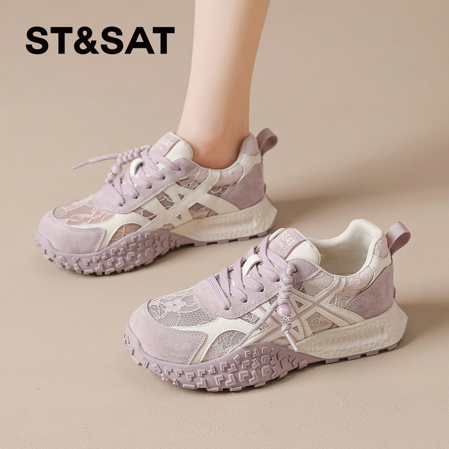 星期六德训鞋女2026夏季新款爆款网鞋薄款透气网面休闲运动鞋板鞋