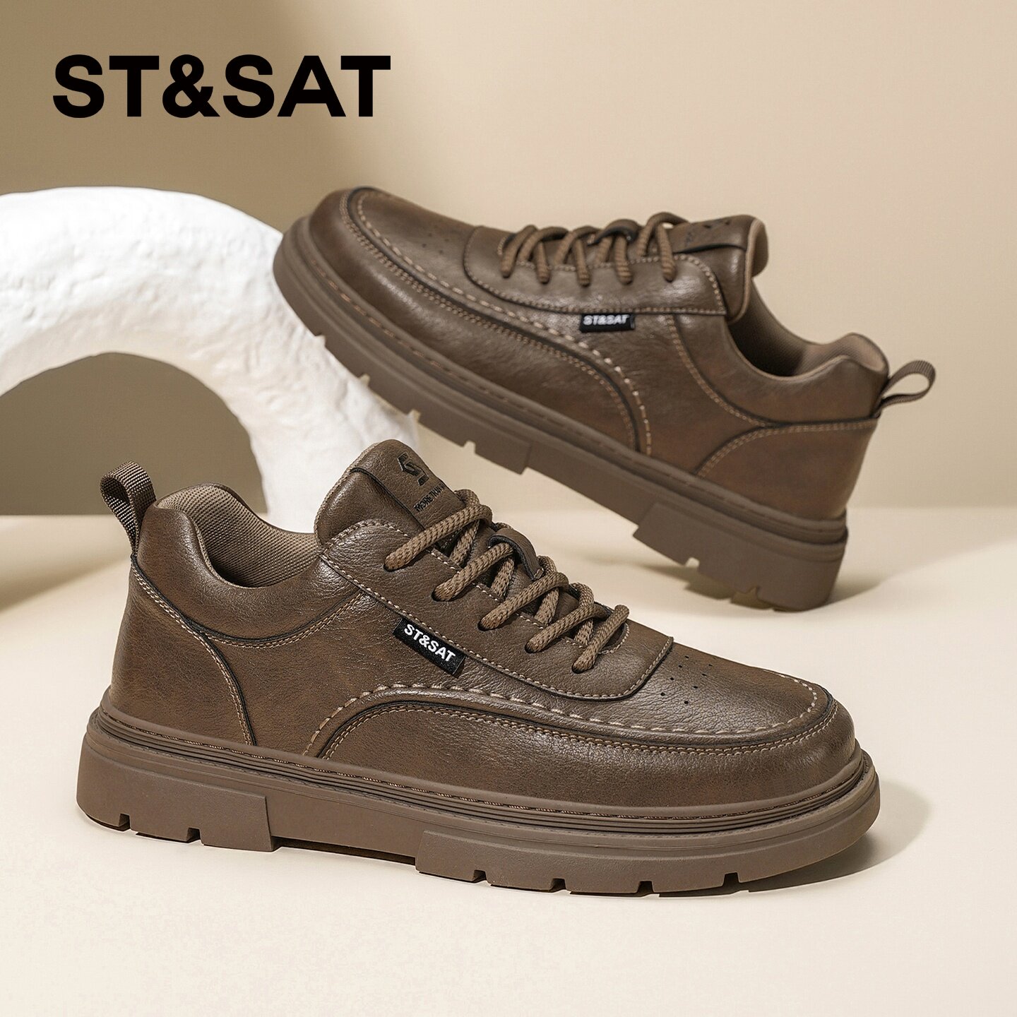 星期六休闲皮鞋男款春秋新款厚底增高男士复古工装板鞋低帮马丁靴