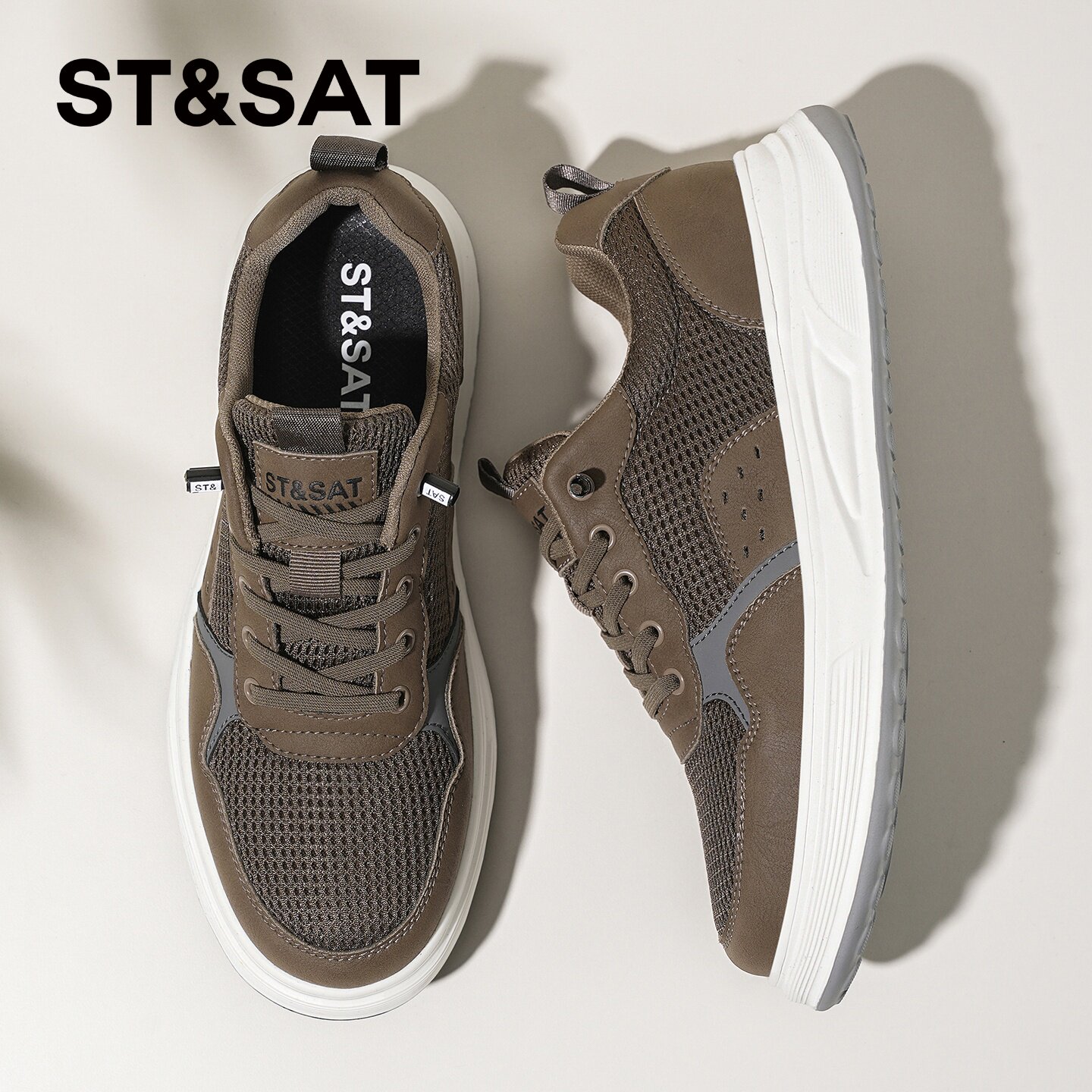 星期六男鞋夏透气厚底网面运动鞋男款2026新款薄款软底网鞋男板鞋