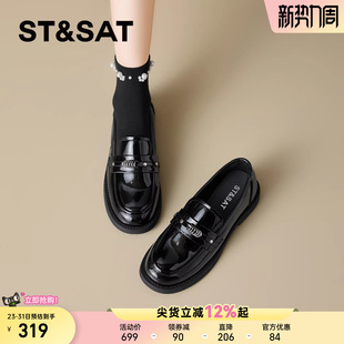 黑色通勤小皮鞋 星期六厚底乐福鞋 一脚蹬英伦风格 春季 女2026年新款