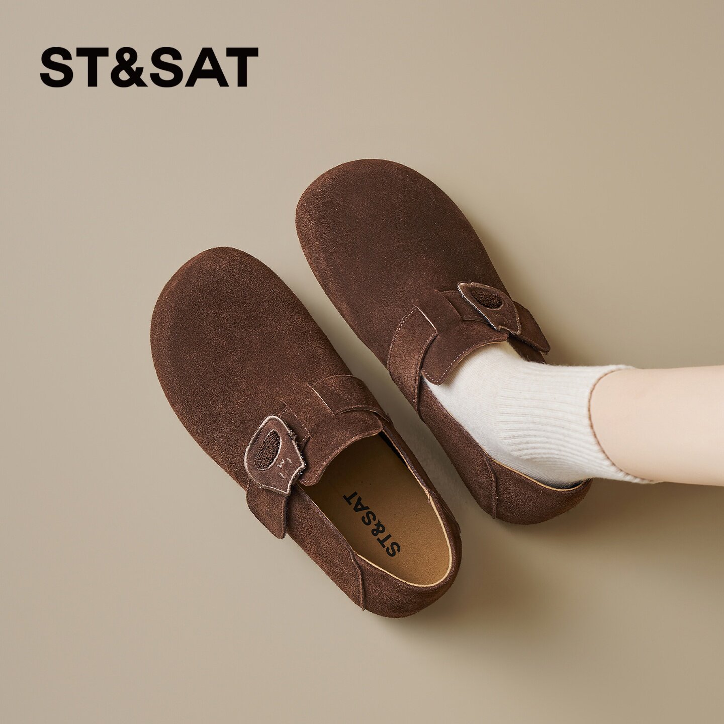 星期六全包勃肯鞋女款2026新款春季舒适超火平底一脚蹬百搭休闲鞋