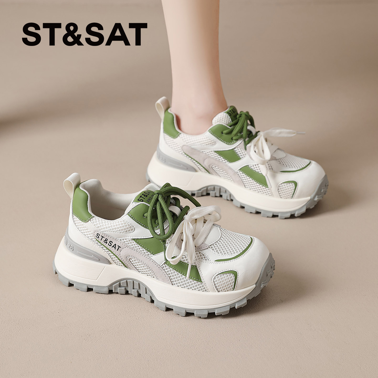 星期六厚底老爹鞋女款2026新款夏季增高鞋子女爆款百搭休闲运动鞋