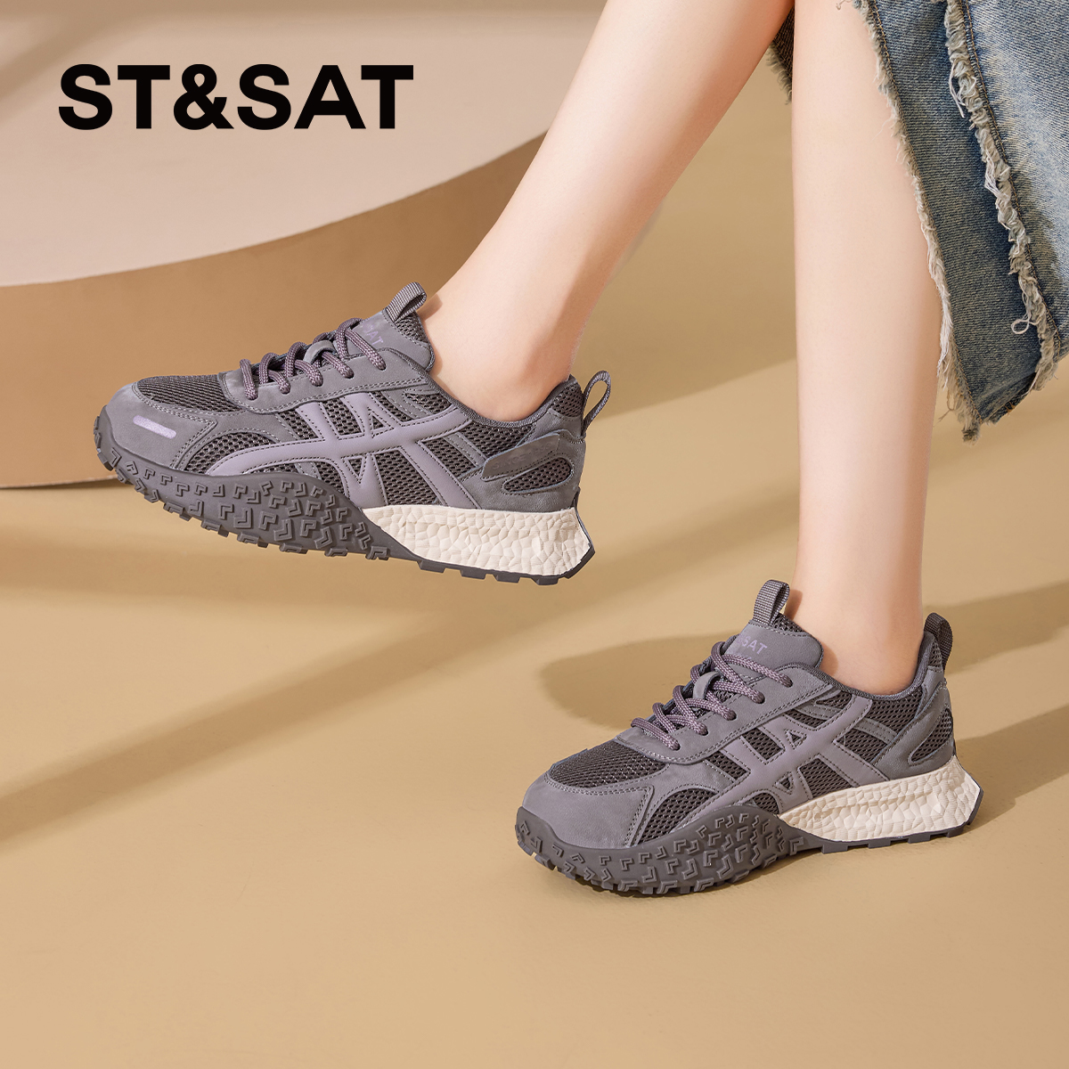 星期六2025新款透气网面德训鞋