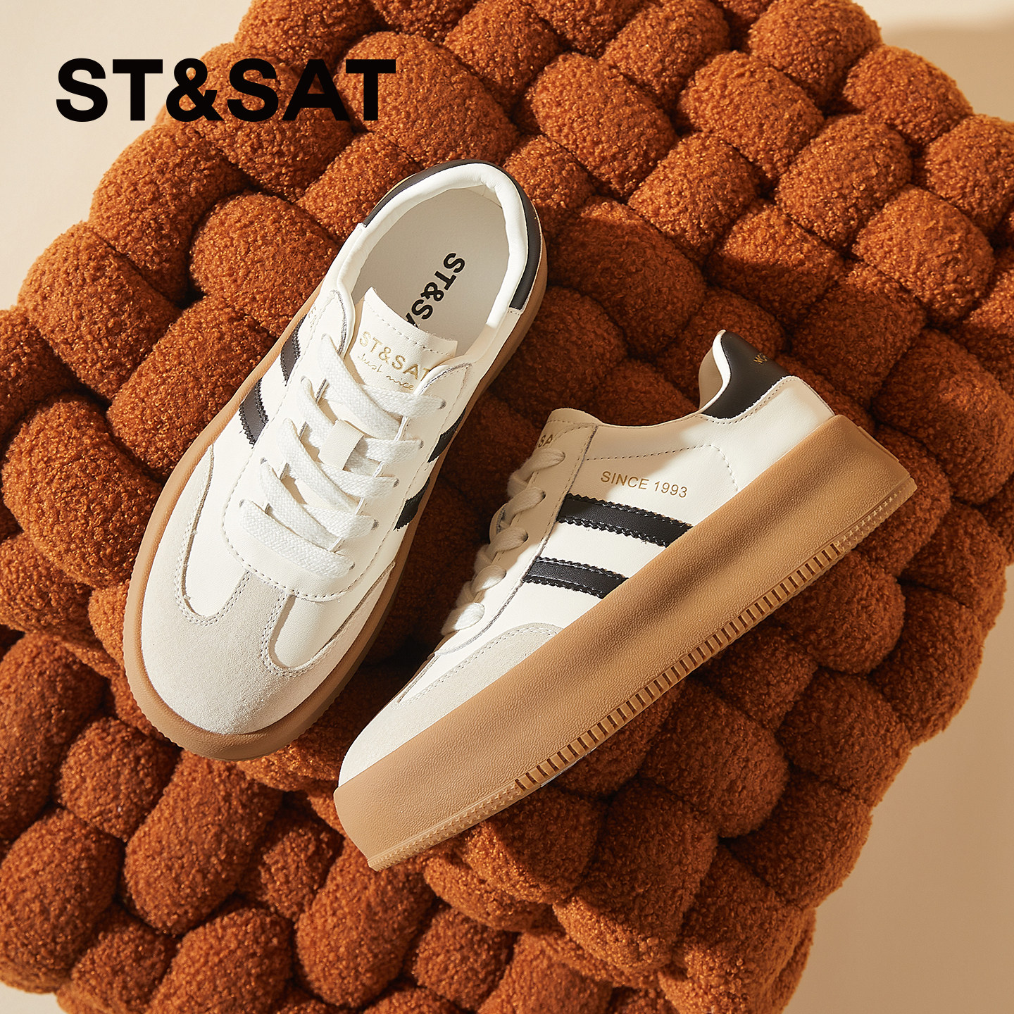 星期六厚底小白鞋女2025新款秋冬德训鞋经典百搭休闲软底板鞋女鞋