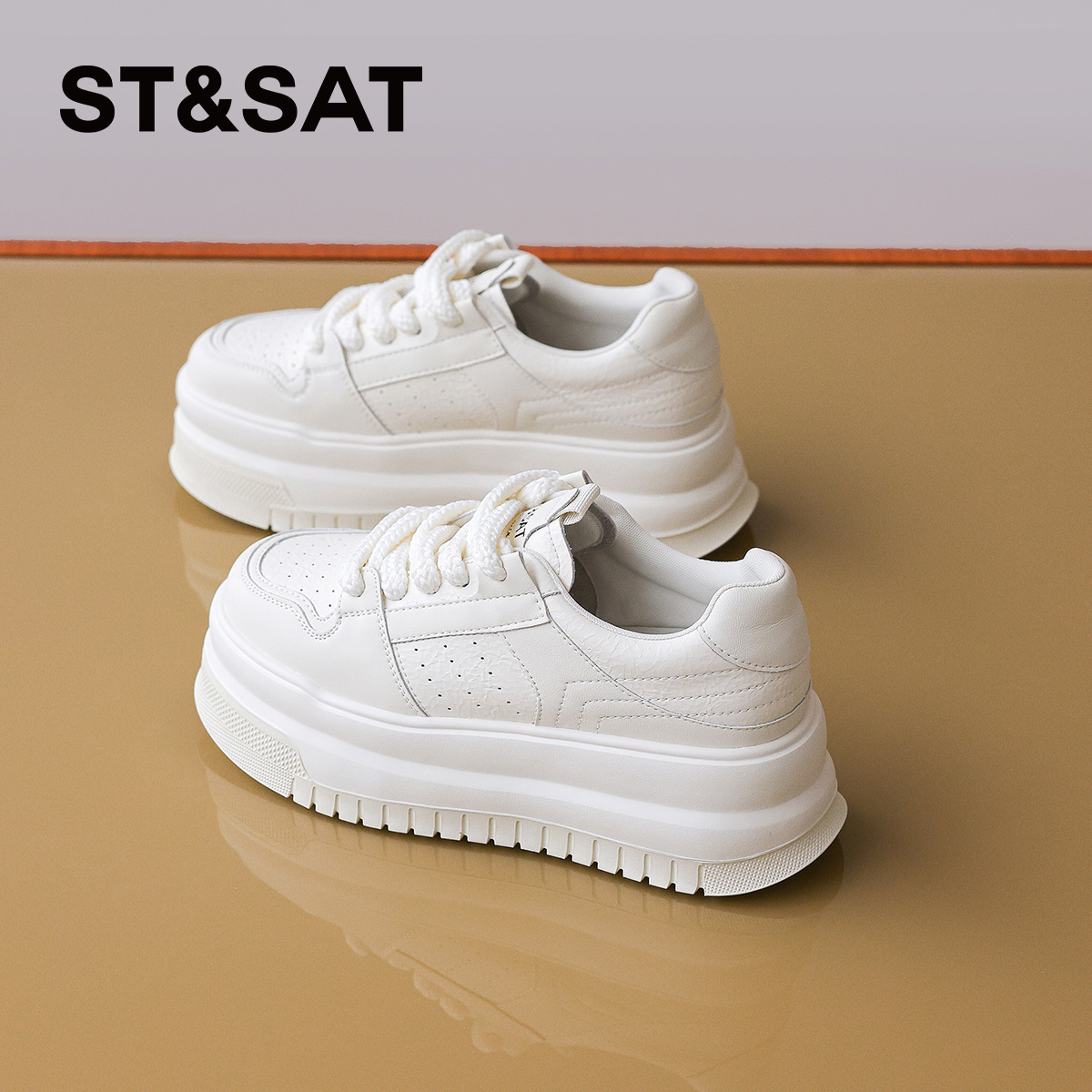 星期六厚底小白鞋2025秋冬新款松糕底百搭休闲小个子增高运动板鞋