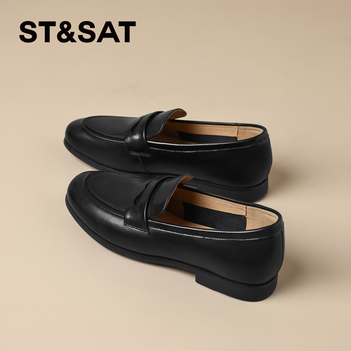 星期六英伦风厚底乐福鞋女2025新款真皮牛皮软底百搭一脚蹬小皮鞋