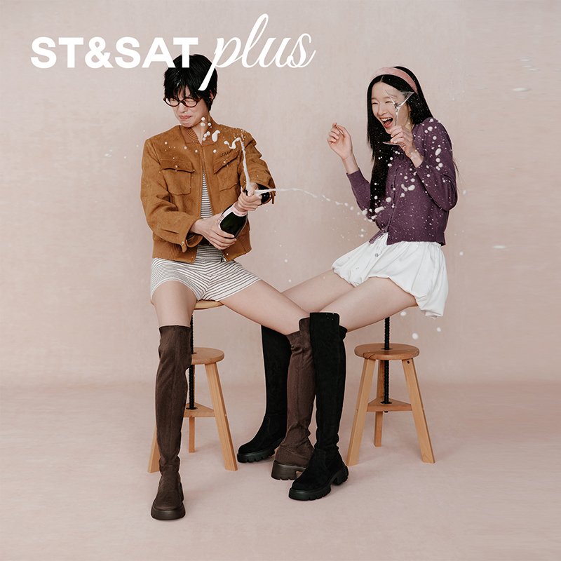 星期六长筒靴女2025冬新款高跟显瘦气质粗跟弹力靴SSD4117139