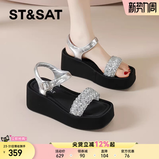 女夏季 凉拖爆款 新款 水钻厚底沙滩鞋 配裙子罗马女鞋 星期六坡跟凉鞋