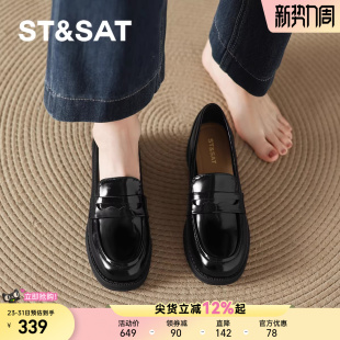 女士女鞋 星期六黑色软底乐福鞋 春季 女款 一脚蹬不累脚英伦风小皮鞋