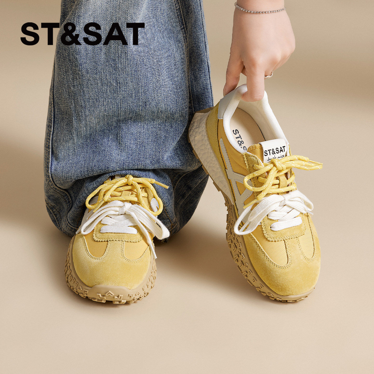 星期六春季新款厚底阿甘鞋复古百搭增高轻便女鞋子休闲运动德训鞋