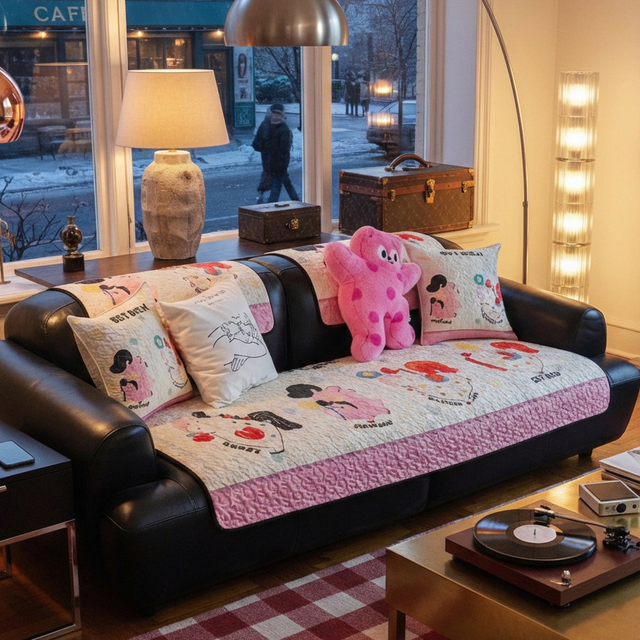 时尚卡通可爱粉色沙发垫秋冬保暖加厚毛绒坐垫客厅防滑沙发巾套罩,居家布艺,沙发垫,淘宝优惠券,粉丝福利购,淘宝优惠卷