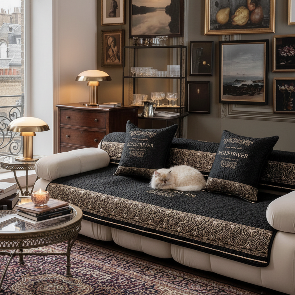 莫耐河四季通用耐脏黑金沙发垫