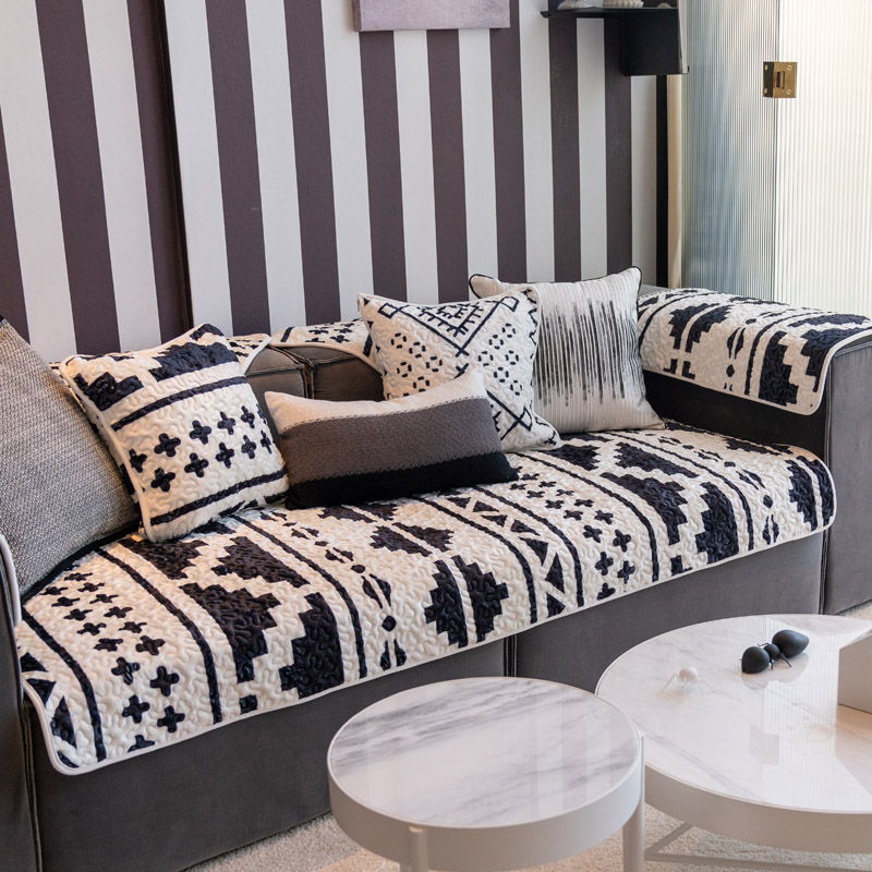 简约现代秋冬保暖毛绒防滑沙发垫