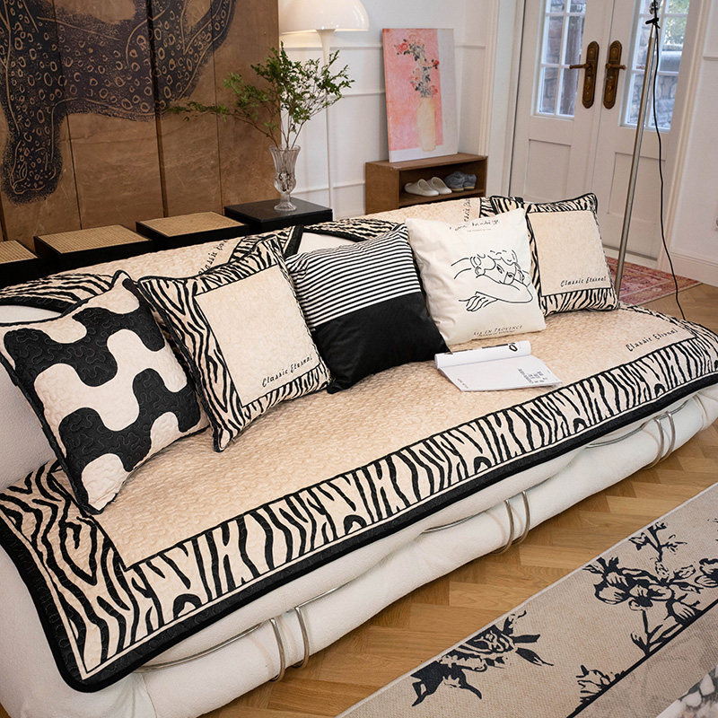 莫耐河 中古法式个性沙发垫秋冬毛绒加厚坐垫客厅防滑沙发巾套罩