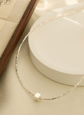 链子925纯银 杨紫同款方块碎银几两项链女轻奢手链简约锁骨链