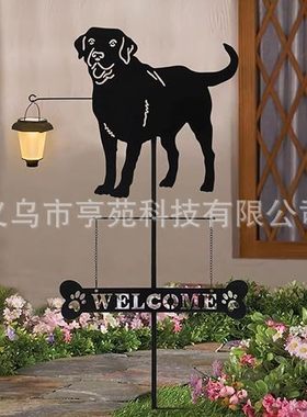 跨境欢迎桩花插摆件布置装饰摆件花园铁艺插件家居庭院地插欢迎