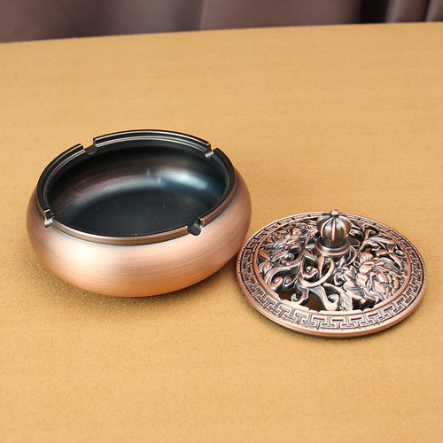 黄铜烟灰缸摆件办公室客厅书房纯铜香炉盘香炉熏香炉铜器地摊