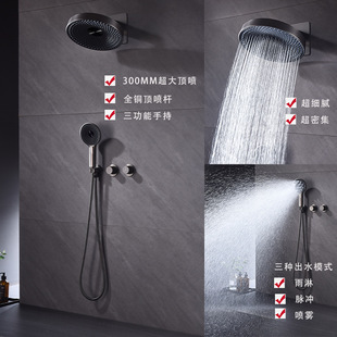 预埋件镜雨暗装花洒 灰色花洒全铜沐浴器贴墙watermax淋浴花洒