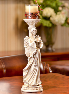 欧式家居饰品摆件树脂工艺品天使烛台客厅新房软装饰礼品摆件