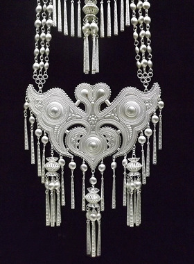 民族风仿银项链 彝族风中款胸牌 大凉山彝风服装配饰婚庆节日