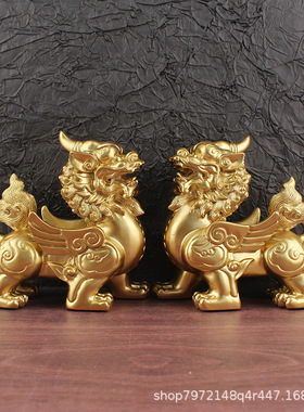 【合金树脂】飞天貔貅摆件办公室大号有翅膀貔貅雌雄家居工艺品