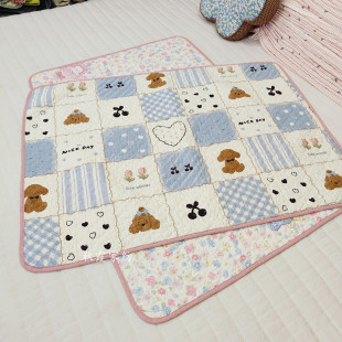 双面纯棉小褥子夹棉绗缝姨妈垫隔脏垫宝宝睡垫小盖毯可机洗70*100