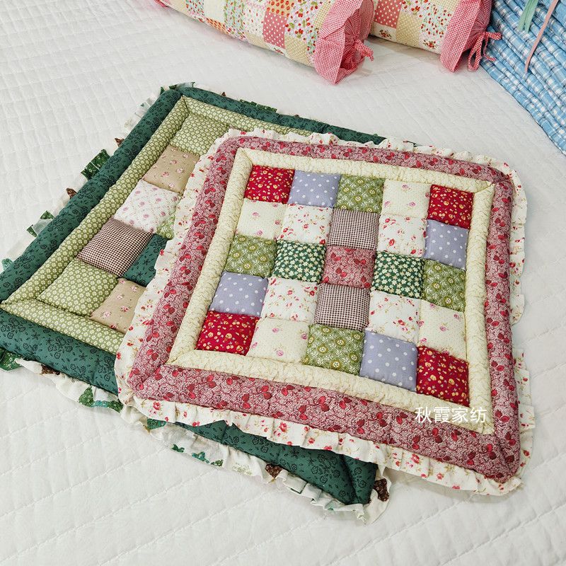 纯棉田园碎花拼接坐垫