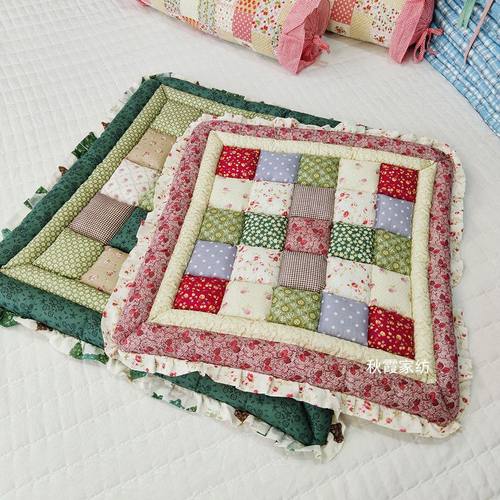 纯棉田园碎花拼接坐垫