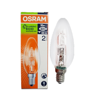 欧司朗灯泡卤素灯泡20W30W/E14透明烛泡卤素护眼灯泡椒泡尖泡