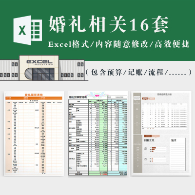 婚礼预算记账礼金统计来宾列表流程签到采购邀请 excel表格模板