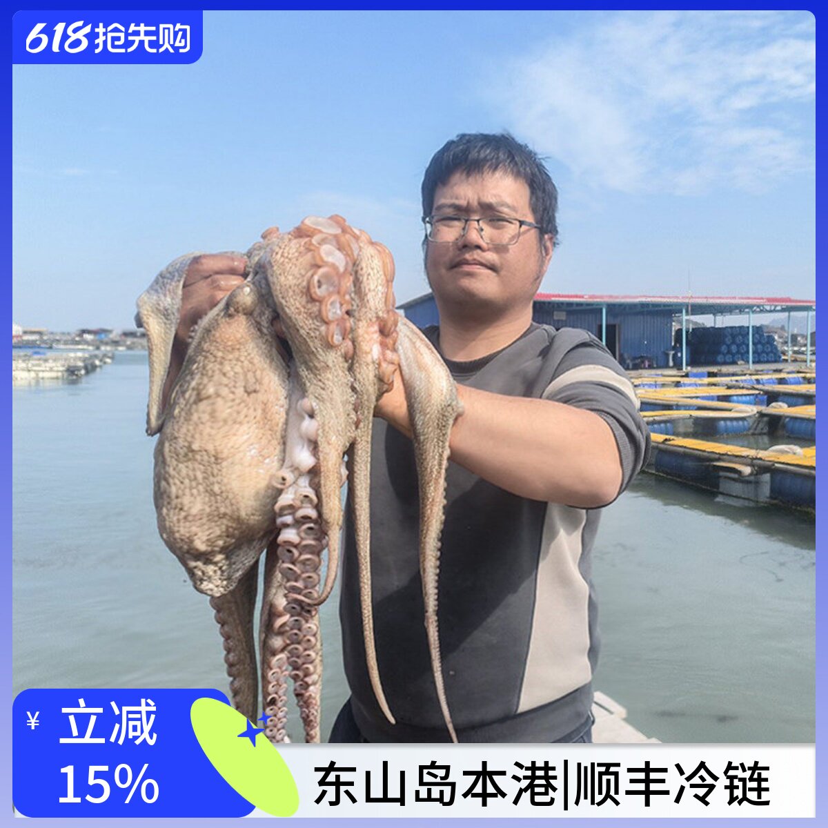 刺身巨型大章鱼东山岛活冻大岩章大八爪鱼真蛸真章顺丰冷链