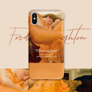 woods橙色沉睡少女iphone17Promax/16/15pro手机壳复古苹果11promax艺术13简约14pro