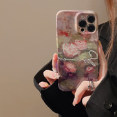 15pro油画手机壳防摔x woods复古花朵苹果16 17Promax菲林壳软壳适用于iphone13 xs硬壳全包