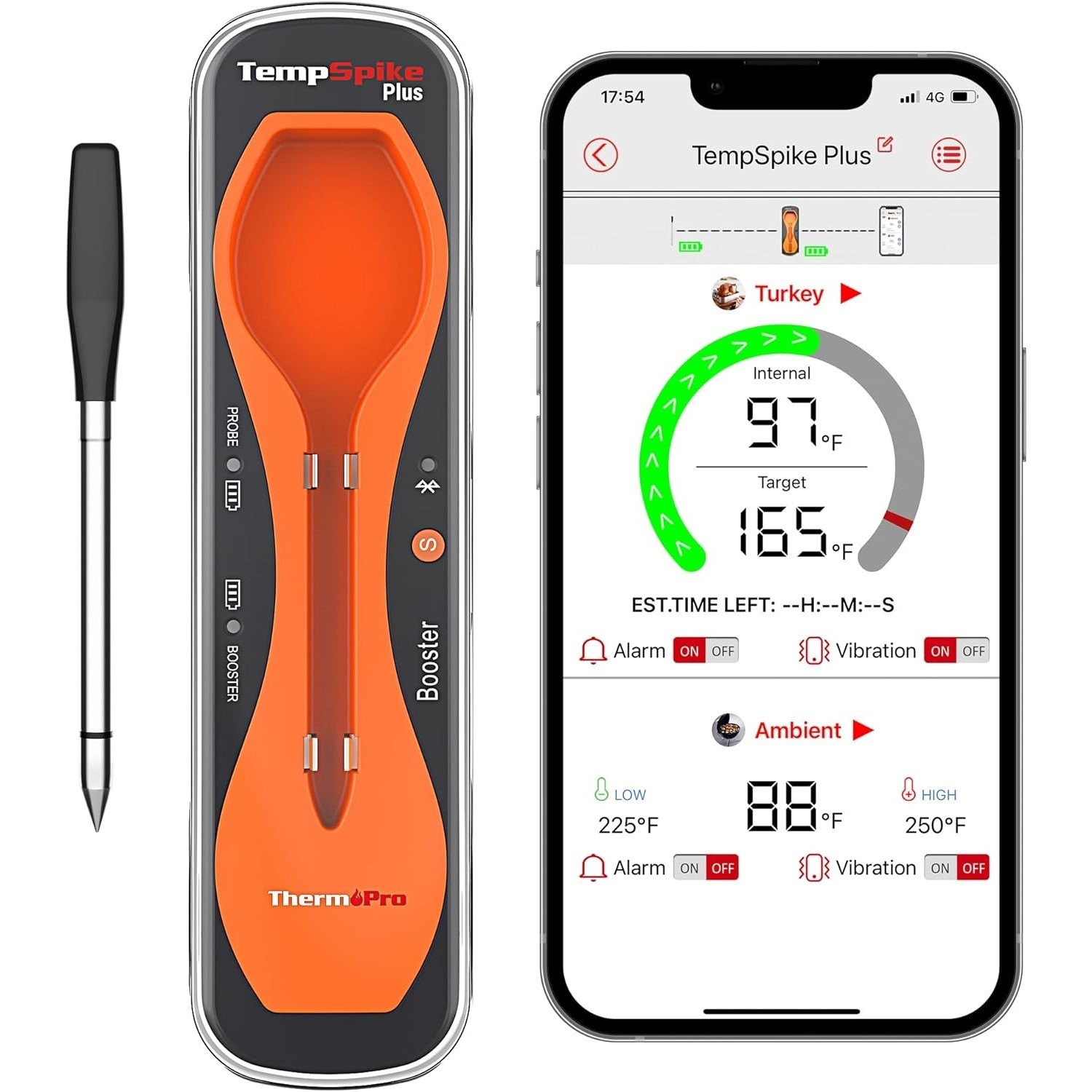 美国ThermoPro TempSpike Plus 蓝牙无线烤肉温度计600英尺