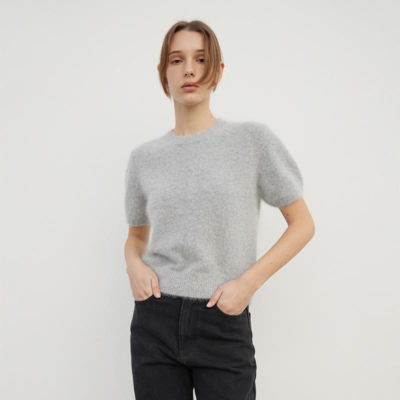 现货levar安哥拉泡泡袖针织上衣