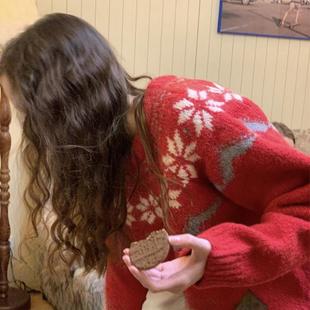 国内现货 设计师品牌SOMEWHEREBUTTER 圆领雪花针织毛衣圣诞