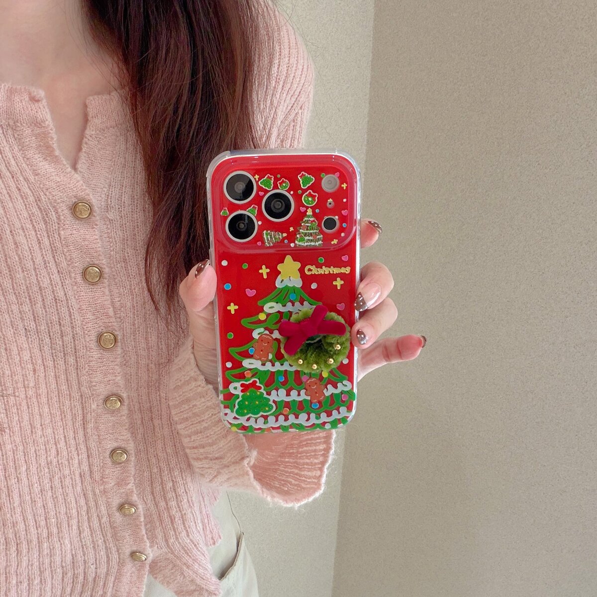 鎏金圣诞树用于新款17系列ins风手机保护壳苹果15pro手机保护壳高级创意款