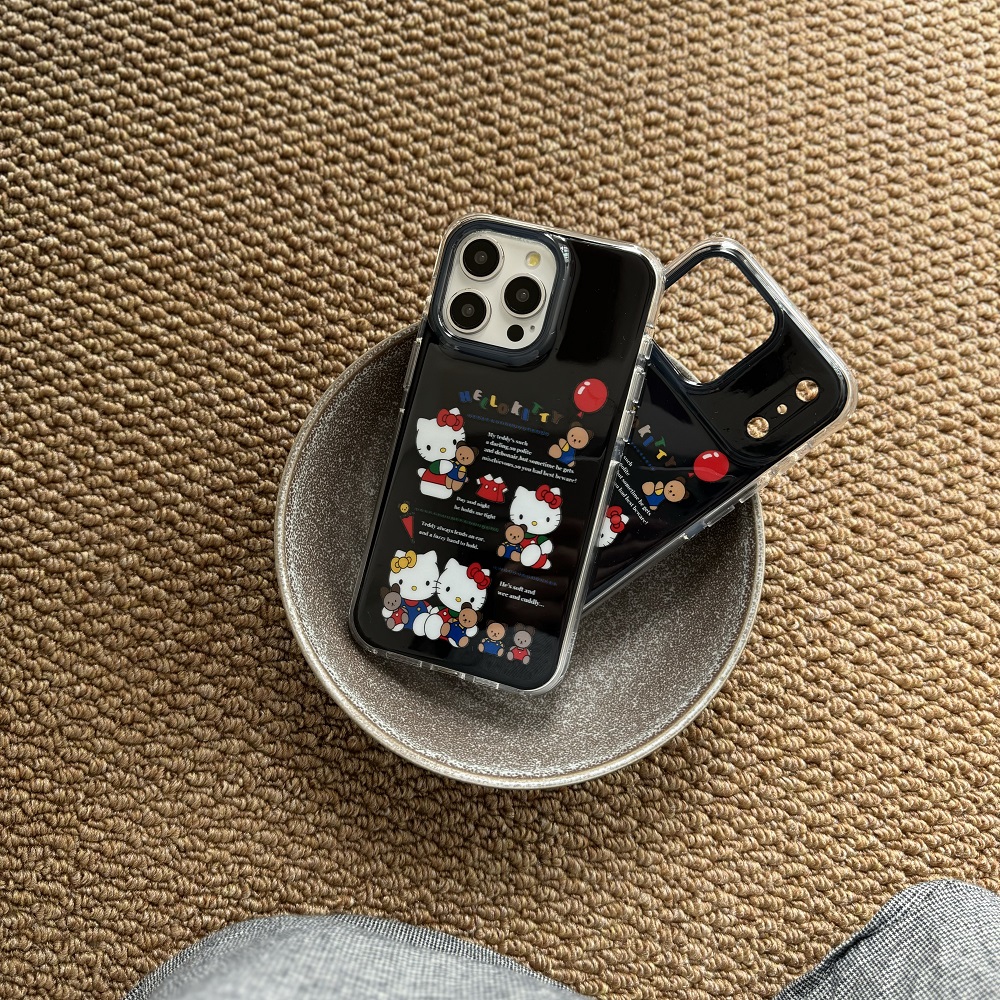 爱珀客黑色kt猫适用苹果17/16/15/14/13/promax手机壳新款iphone17promax情侣潮牌16pro软壳防摔15pro保护套