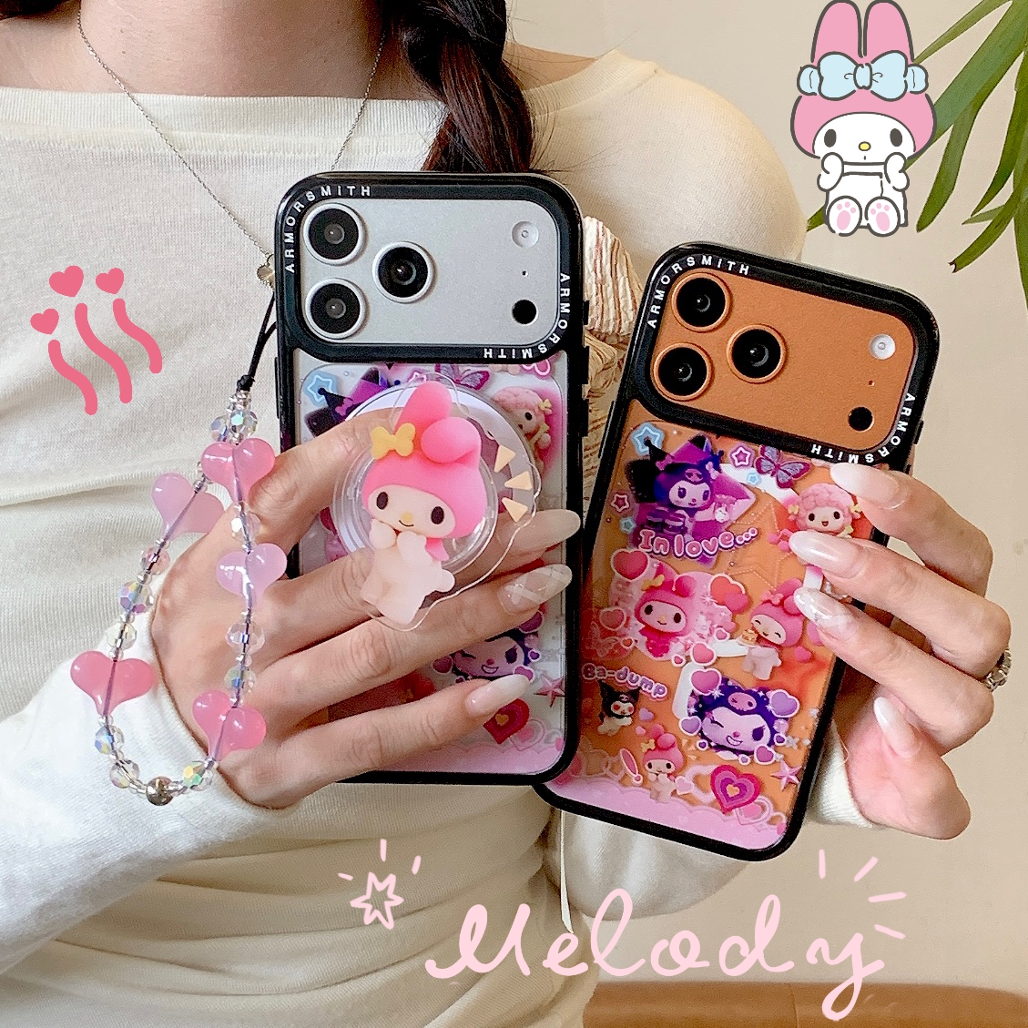 爱珀客千禧风美乐蒂磁吸支架适用于iPhone15苹果17promax手机壳13/14透明磁吸保护套12/11全包防摔16Pro女