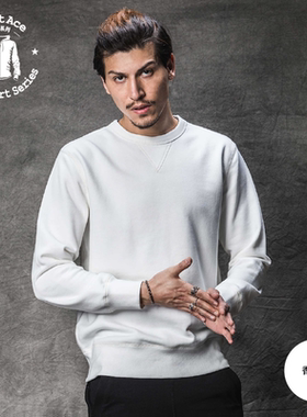 PrintAce Vintage咔叽复古三本针滚领毛圈布春季保暖长袖卫衣6163