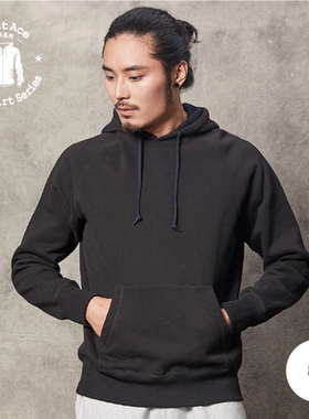 Printace咔叽复古起绒马鞍斜肩袋鼠袋连帽卫衣带帽卫衣男6228