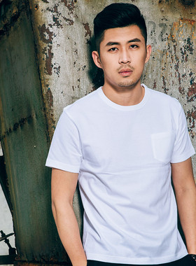 PrintAceVintage 咔叽复古重磅全棉无缝桶织圆领短袖口袋T恤6109