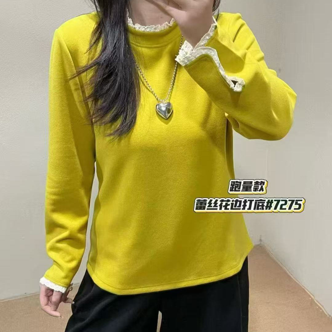 2025秋冬磨毛加绒保暖内搭长袖女
