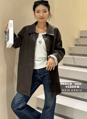 伊琳贝儿正流行中长款黑色皮衣大码外套女2026春新款超火风衣5590
